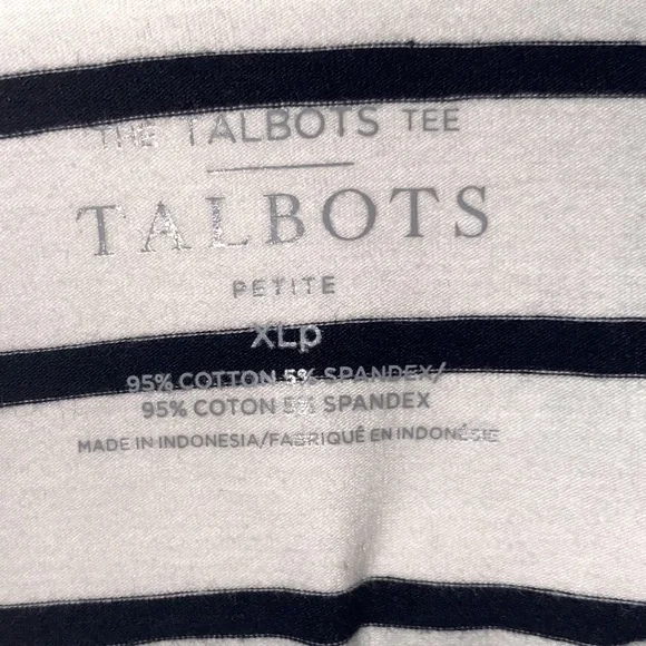 TALBOTS Turtleneck Chloe Top Long Sleeve Cream Black Stripe Women Petite XL NWOT - Picture 7 of 8